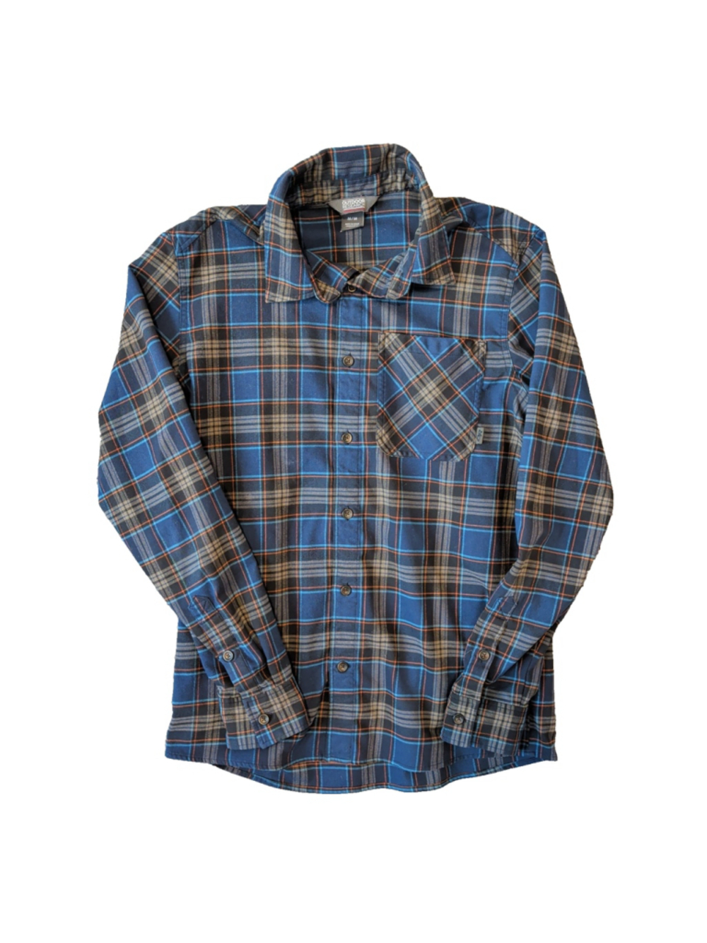 Outdoor Research Kulshan Flannel Button Up Shirt Size M Mens Blue Grey Hiking